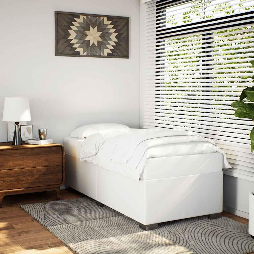 White Twin XL Faux Leather Platform Bed Frame, Durable Upholstered Bedframe with Sturdy Slats, Easy Assembly for Bedroom Furniture Set