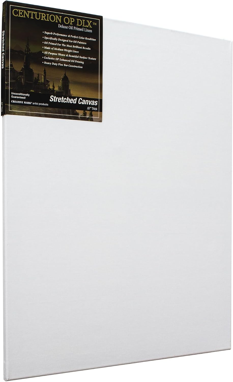 Centurion Deluxe Professional Oil Primed Linen Stretched Canvas, 11oz Linen, 12x36 - Box of 6, 0.67' Deep Canvases, Kiln-Dried Stretchers, Back Stapled, Premium Medium Weight Canvas for Oil Paintings
