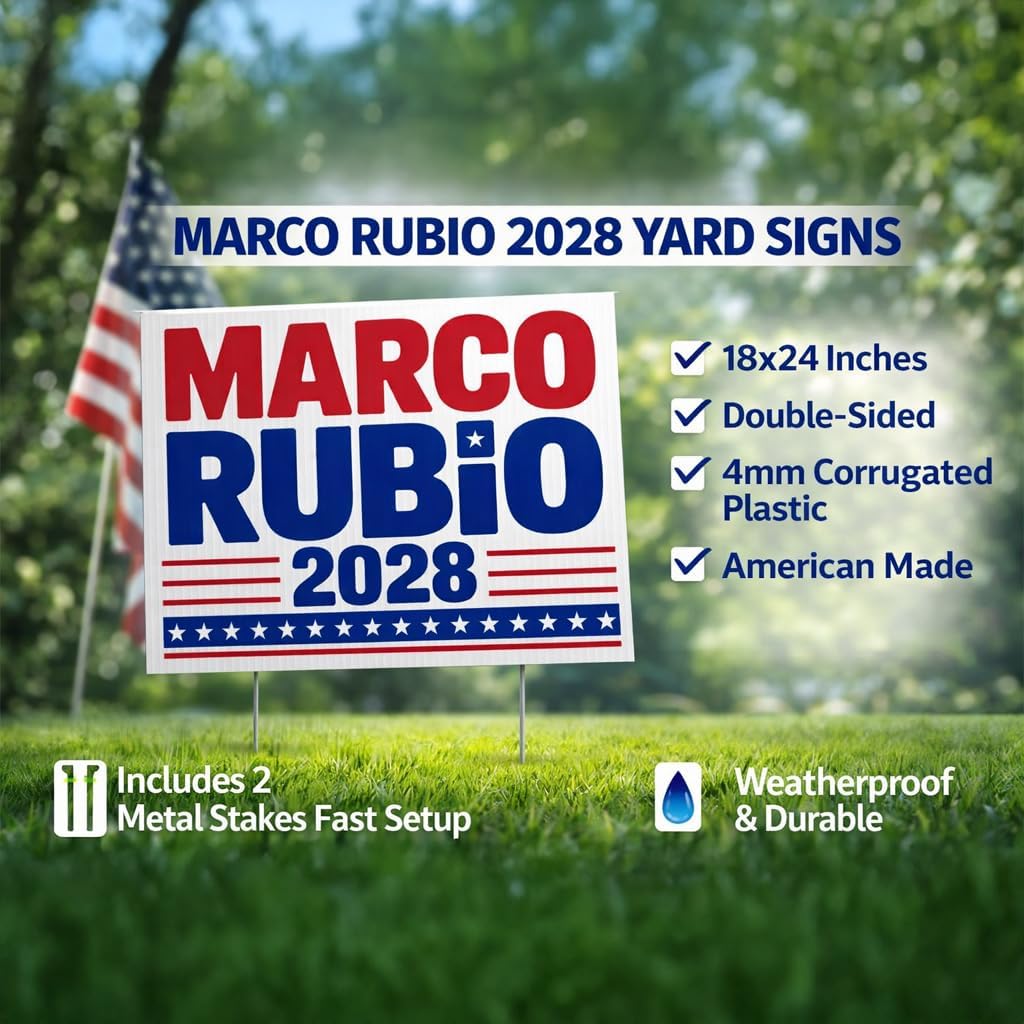 Marco Rubio 2028 Yard Sign 18x24 Double-Sided Political Campaign Lawn Signs with Metal Stakes, Waterproof Corrugated Plastic (5)