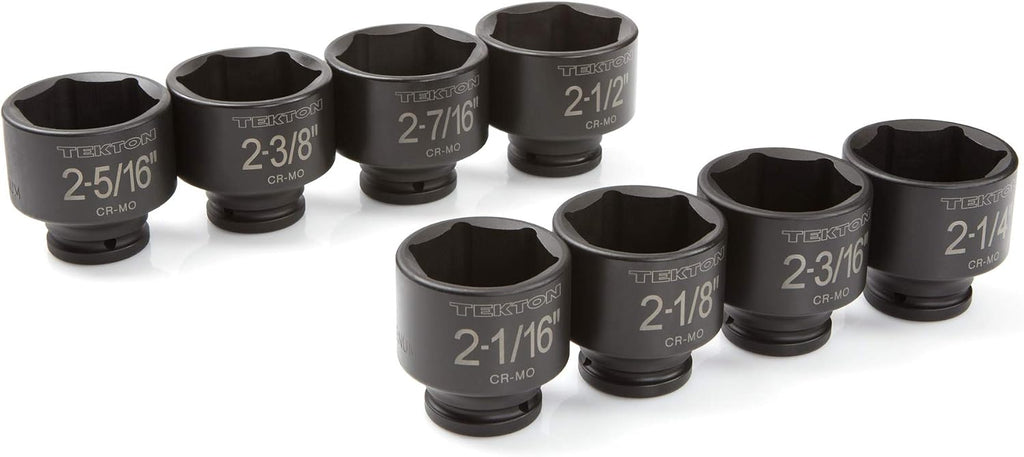 TEKTON 3/4 Inch Drive Shallow 6-Point Impact Socket Set with Case, 8-Piece (2-1/16-2-1/2 in.) | 4893