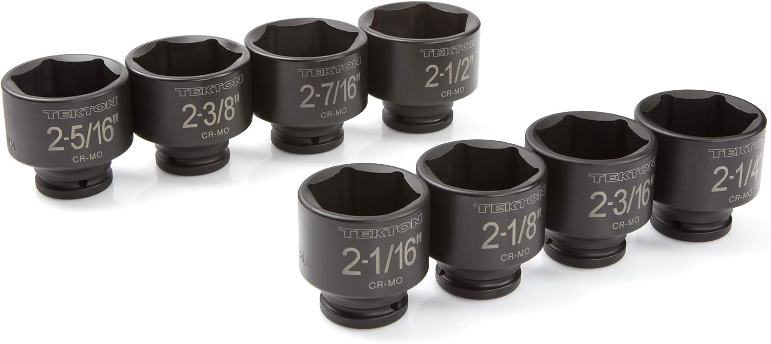 TEKTON 3/4 Inch Drive Shallow 6-Point Impact Socket Set with Case, 8-Piece (2-1/16-2-1/2 in.) | 4893