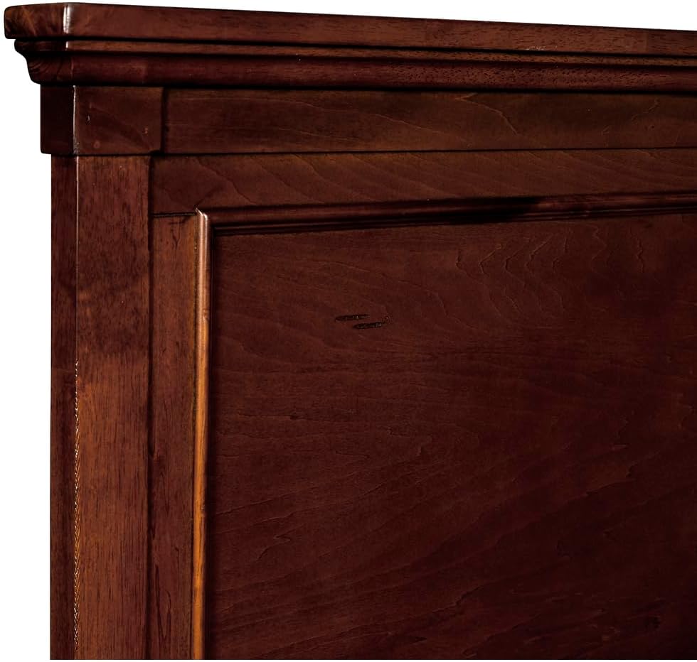 HomeStock Wood Panel Bed with Headboard - Modern Bedroom Furniture Full/Cherry Brown