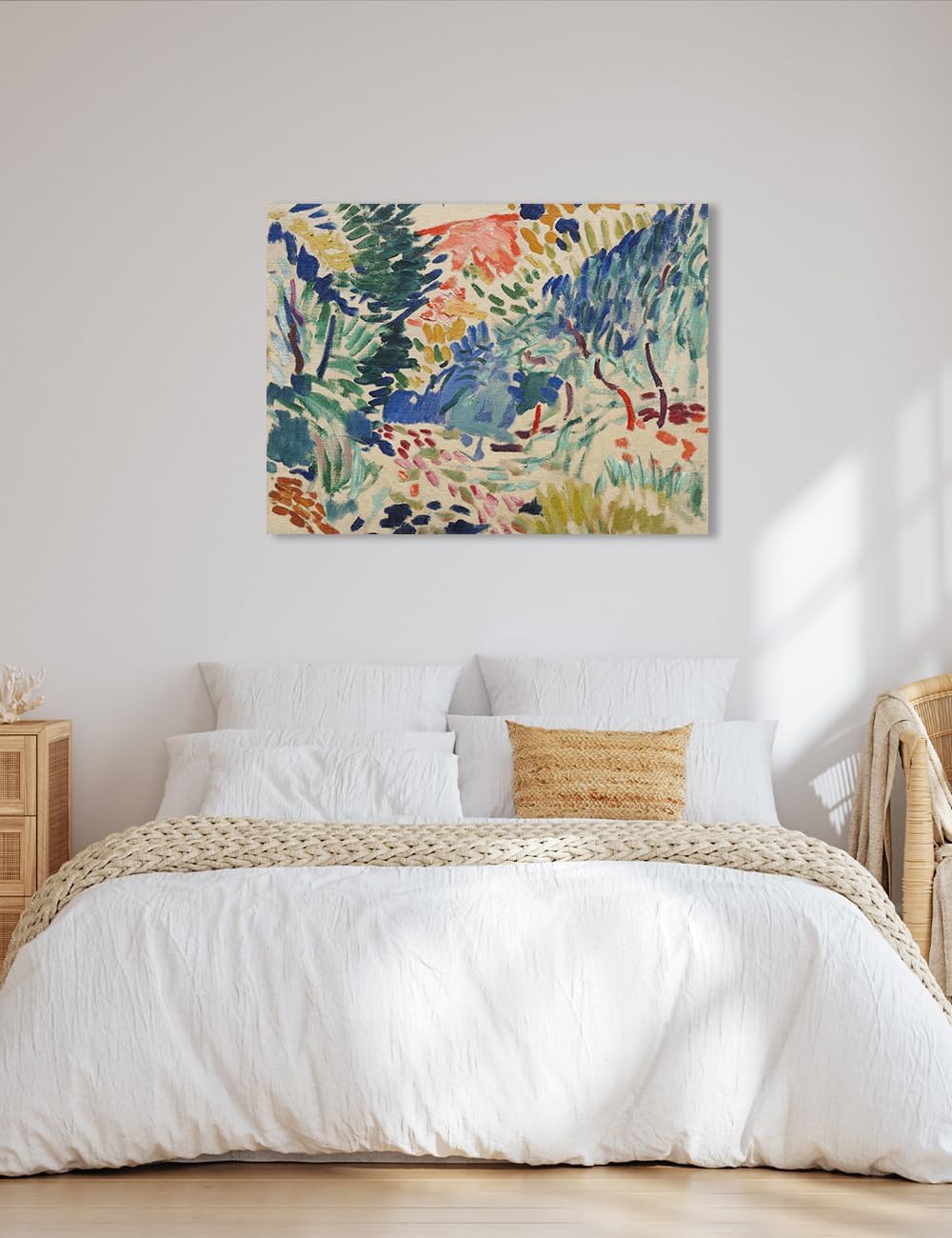 IPIC - In Landscape at Collioure by Henri Matisse, Classic World Famous Painting Giclee Print on Cotton Canvas Stretched over Pine Wood Frame for Wall Decor Size 40x30 in,Made in USA