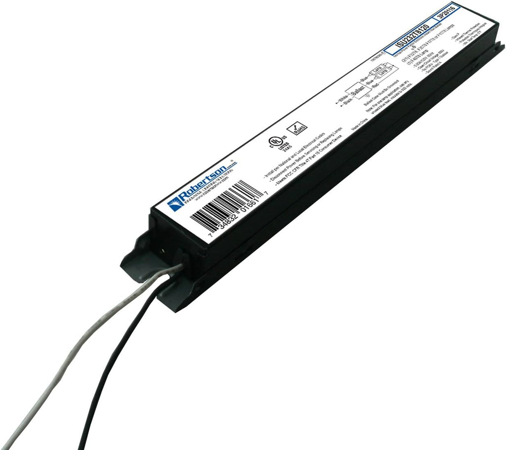 Robertson ISU232T8120 (2P20116) Electronic Fluorescent Ballast, for 1 or 2 T8 Fluorescent Lamps Between 17W-32W (F17T8 - F32T8) or 1 F40T8 Lamp, Instant Start, 120Vac Input, NPF, 60 Hz (Qty 10)