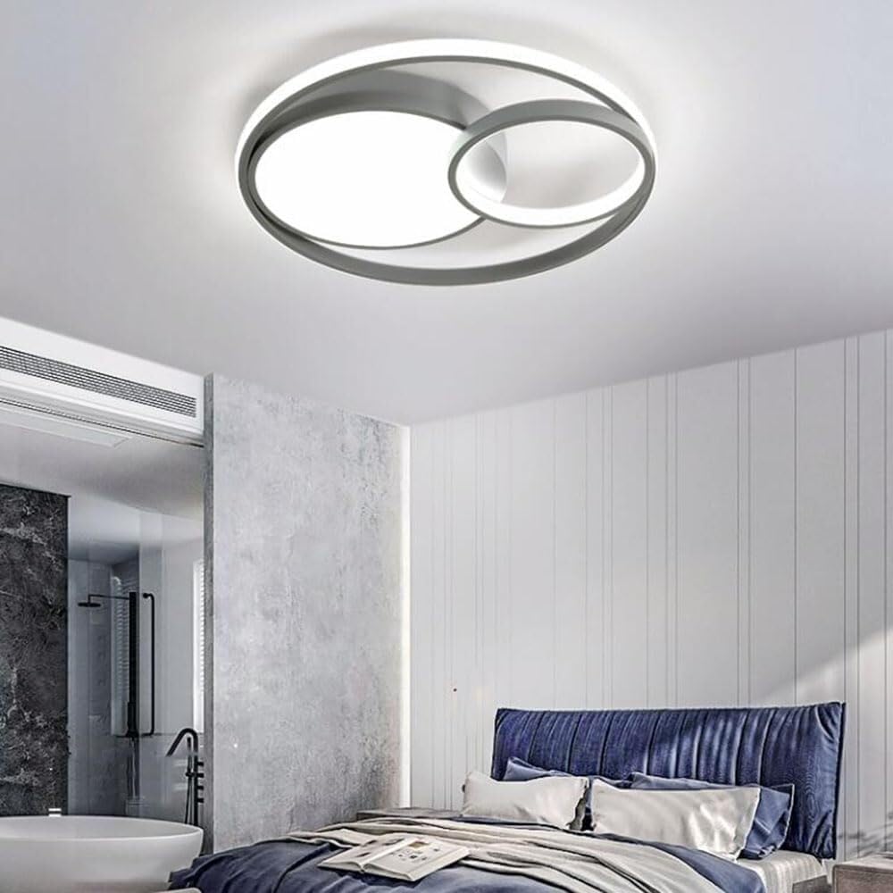 Fashionable Flat Ceiling Light Modern Flush Mount Lighting Ceiling Lamp 3 Color Temperatures Ceiling Light Fixture for Living Room Bedroom Dining Room Kitchen Study Room Corridor(A Gray,60cm)
