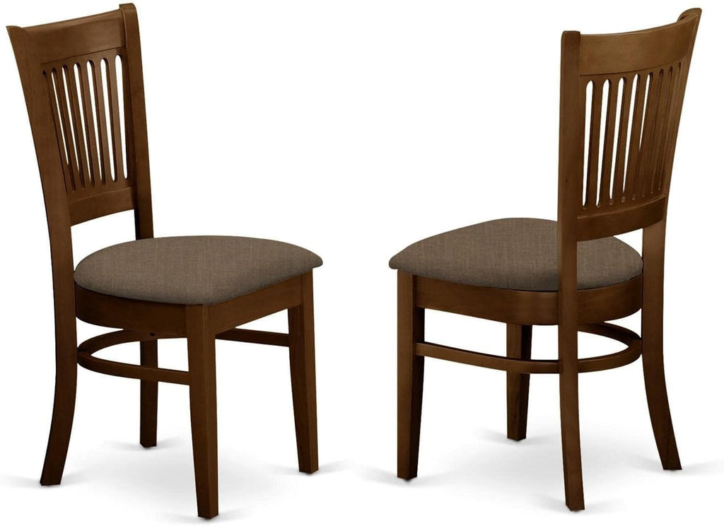 East West Furniture VAC-ESP-C Vancouver Kitchen Dining Chairs - Linen Fabric Upholstered Wooden Chairs, Set of 2, Espresso