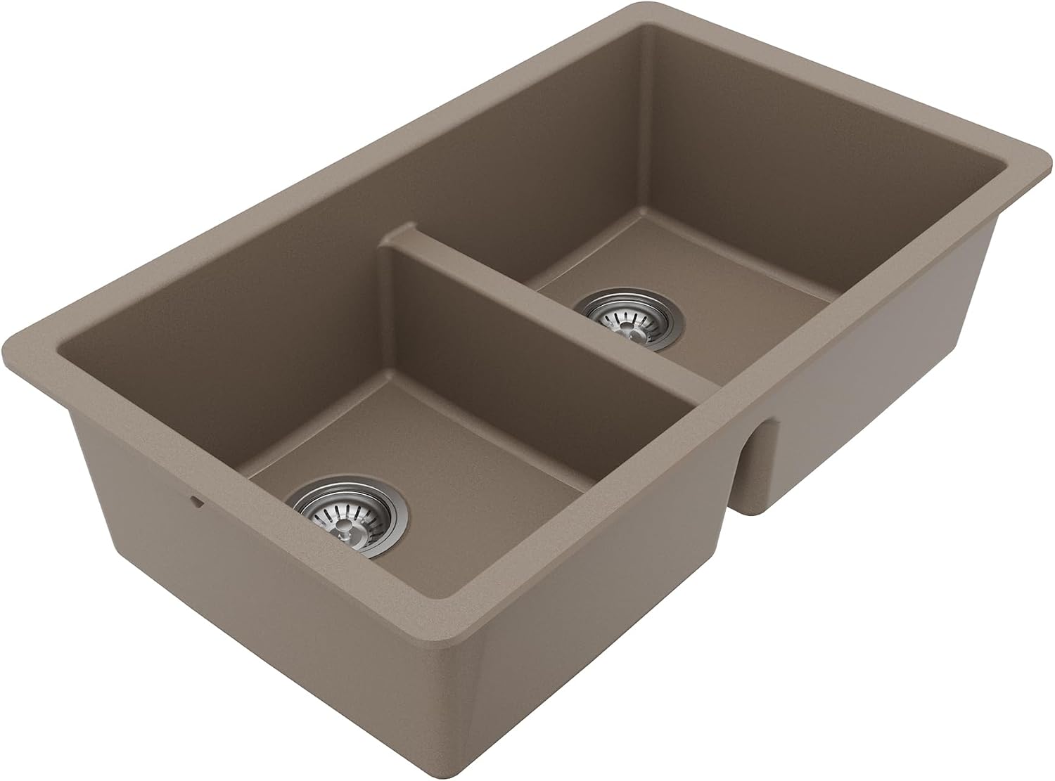 Karran QU-810 32' Undermount Double Equal Bowl Quartz Kitchen Sink Kit in Concrete