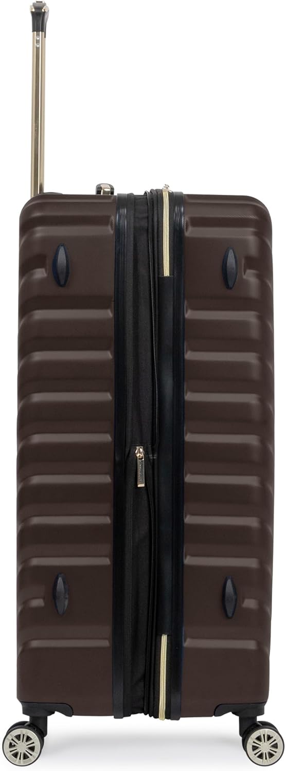 Kenneth Cole REACTION Madison Square Lightweight Hardside Chevron Expandable Spinner Luggage, Chocolate Brown, 28-Inch Checked