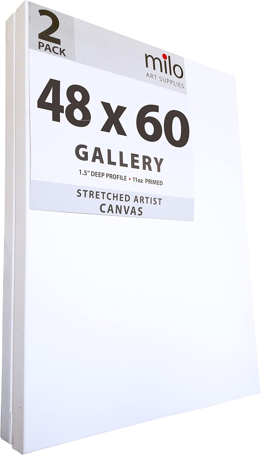 milo Stretched Artist Canvas | 48x60 inches | 2 Pack | 1.5' inch Thick Gallery Profile | 15 oz Primed Large Canvases for Painting, Ready to Paint Art Supplies for Acrylic, Oil