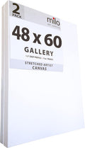 milo Stretched Artist Canvas | 48x60 inches | 2 Pack | 1.5' inch Thick Gallery Profile | 15 oz Primed Large Canvases for Painting, Ready to Paint Art Supplies for Acrylic, Oil