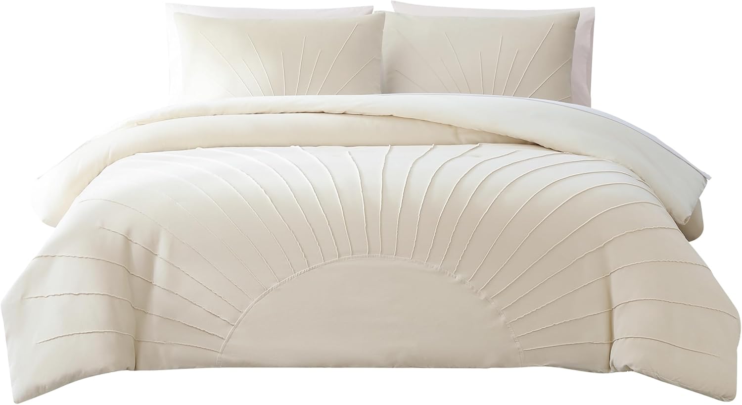 Lush Decor x Chuks Collins Solar Drift Velvet Comforter 3 Piece Set Queen Cream - Queen Comforter Set - Velvet Bedding Set - White Comforter - Sun Design - Luxury Bedding