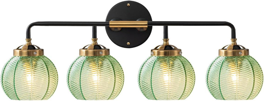 Modern Vanity Light Bathroom 4-Light Fixtures Vintage Wall Lamp Emerald Green Glass Globe Shade Over Mirror Vanity Wall Lights Indoor Deco Lighting Fixture for Mirror Kitchen Cabinet