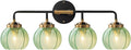 Modern Vanity Light Bathroom 4-Light Fixtures Vintage Wall Lamp Emerald Green Glass Globe Shade Over Mirror Vanity Wall Lights Indoor Deco Lighting Fixture for Mirror Kitchen Cabinet