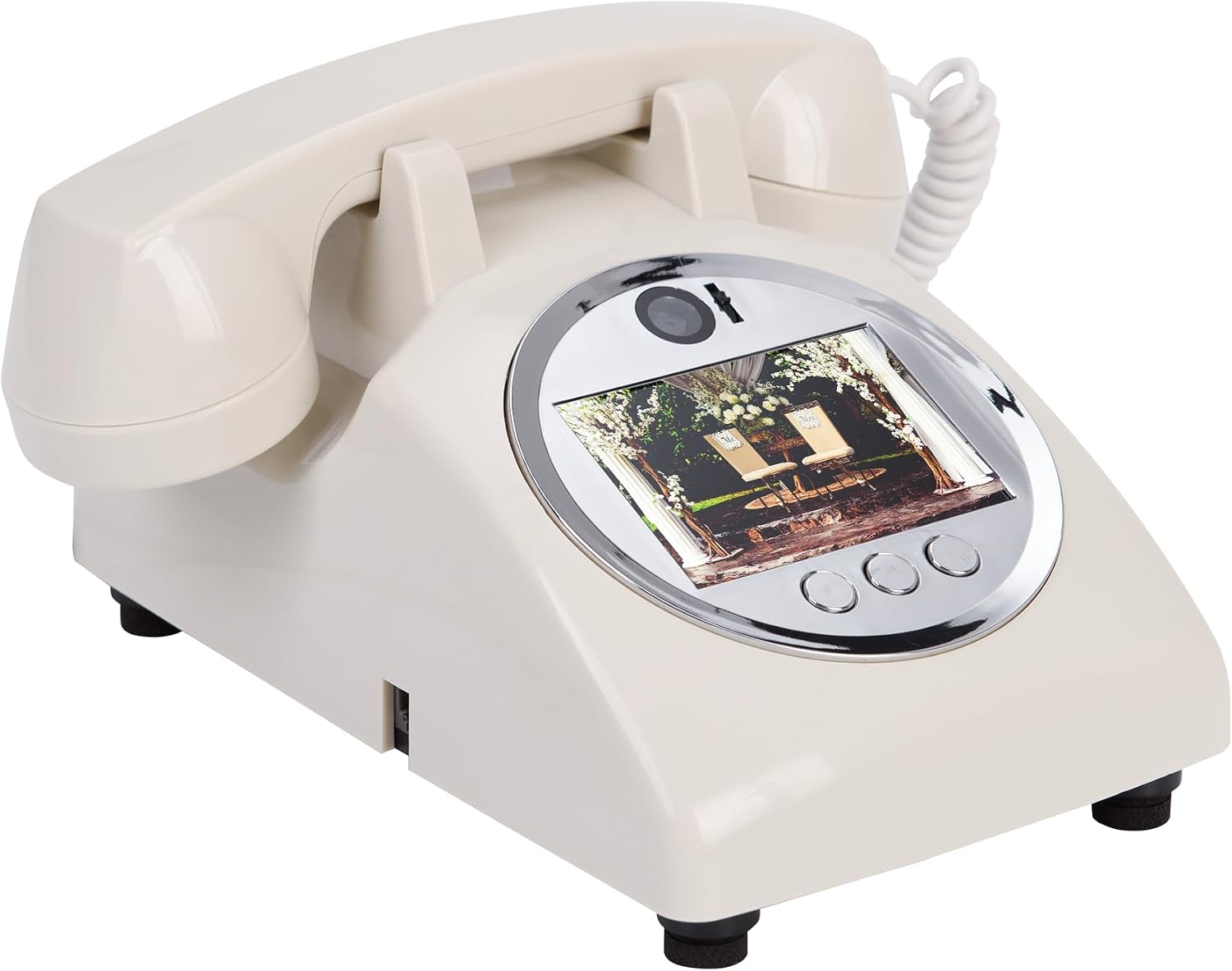 Video Audio Guest Book Wedding Phone, 1080P Video Guestbook Phone for Wedding, Bridal Shower, Birthday Party, Baby Shower, Anniversary Engagement (Rice White)