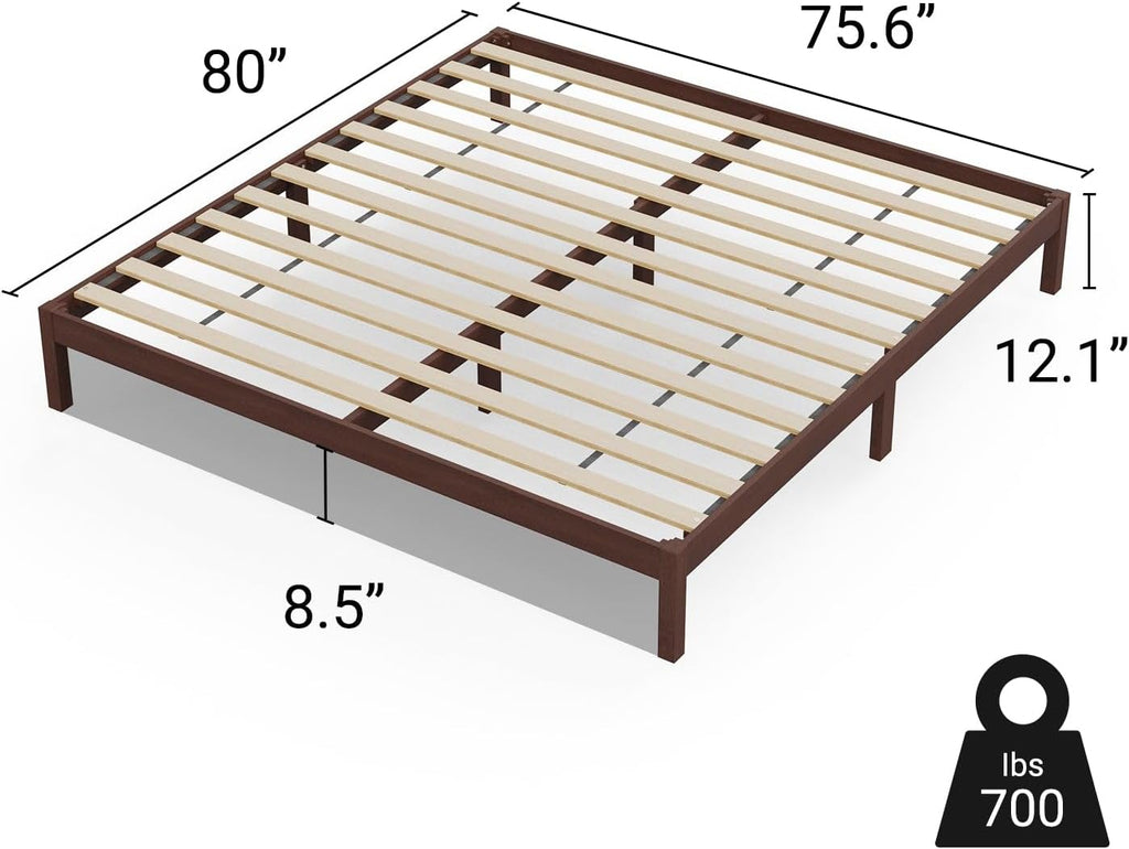 LIFEMENT King Bed Frame Classic Wood Platform, Noise Free, Under Bed Storage, No Box Spring Needed, Easy Assembly, Cherry