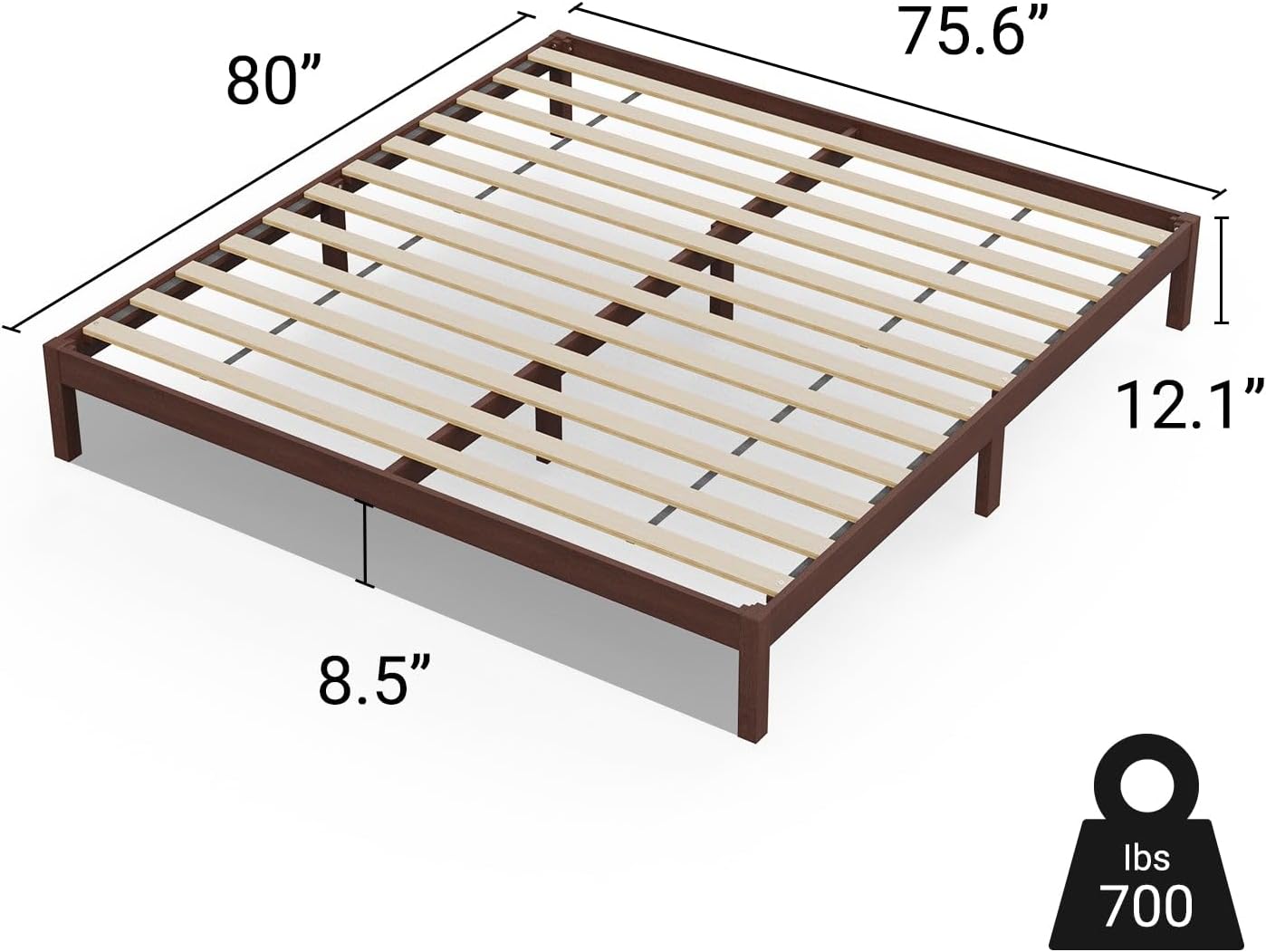 LIFEMENT King Bed Frame Classic Wood Platform, Noise Free, Under Bed Storage, No Box Spring Needed, Easy Assembly, Cherry