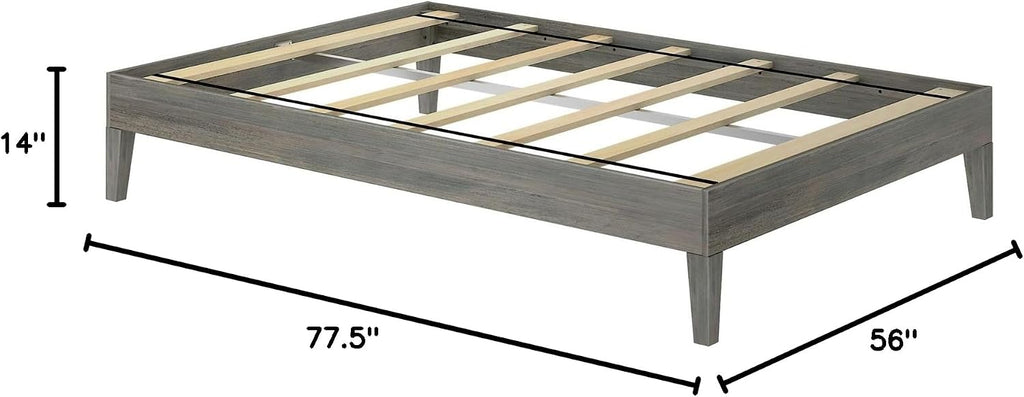 Plank+Beam Solid Wood Platform Bed Frame, Strong Wood Slat Support, No Box Spring Needed, Easy Assembly, Driftwood, Full