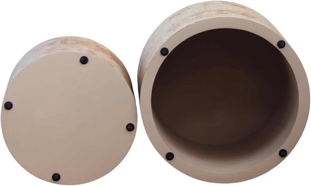 Nesting Coffee Table Set of 2, Modern Round Coffee Table Drum Side Table, Wooden Circle Accent Tables End Tables for Small Spaces Living Room Bedroom Office, Natural Burl