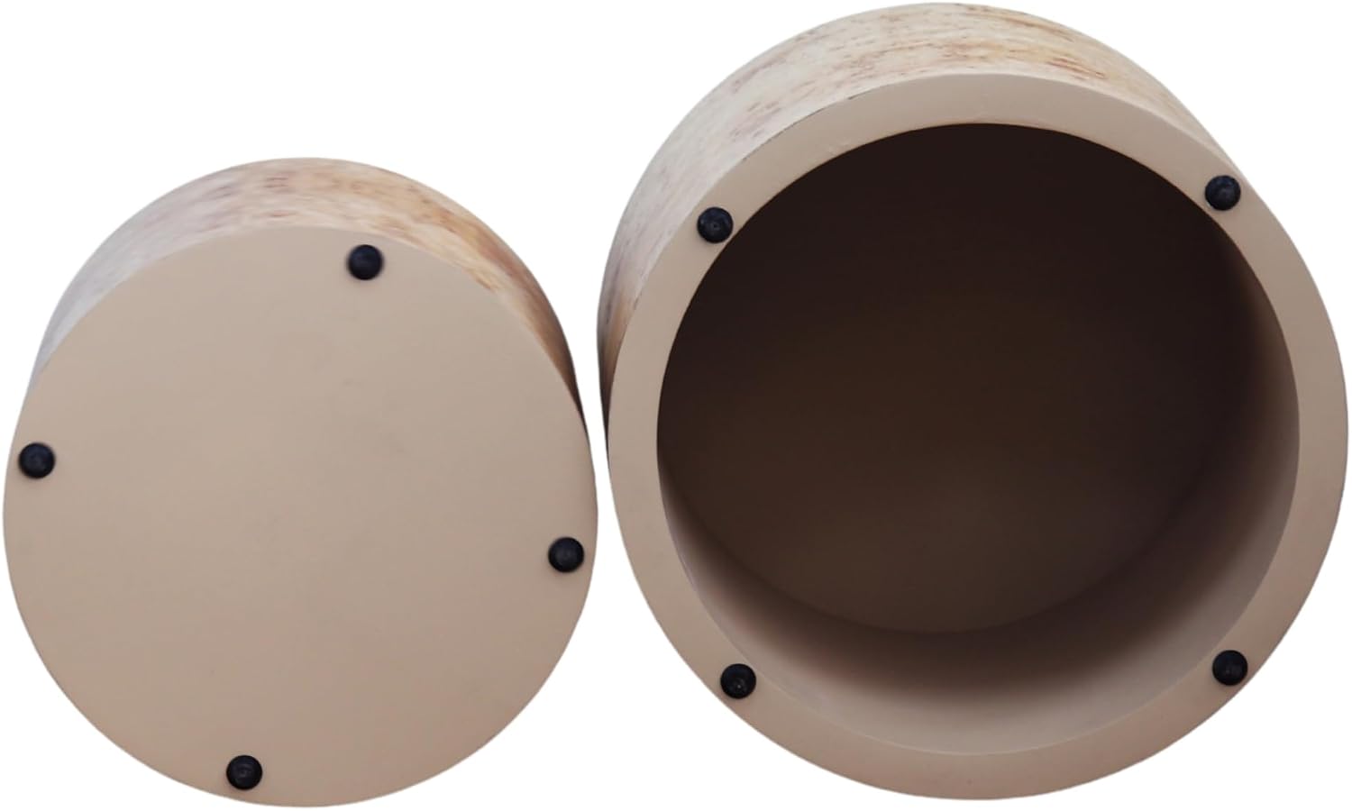 Nesting Coffee Table Set of 2, Modern Round Coffee Table Drum Side Table, Wooden Circle Accent Tables End Tables for Small Spaces Living Room Bedroom Office, Natural Burl