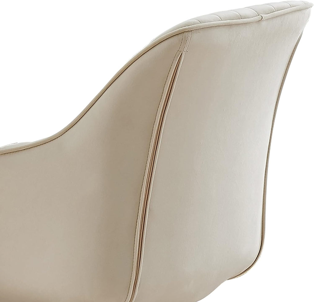 Volans Swivel Accent Chair, Mid Century Modern Dining Room Chairs with Hollow Black Metal Leg, Home Office Desk Chair No Wheels for Living Room, Bedroom, Off White