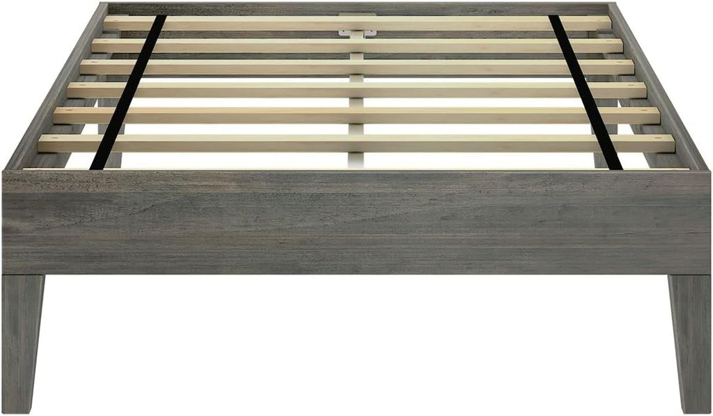 Plank+Beam Solid Wood Platform Bed Frame, Strong Wood Slat Support, No Box Spring Needed, Easy Assembly, Driftwood, Twin