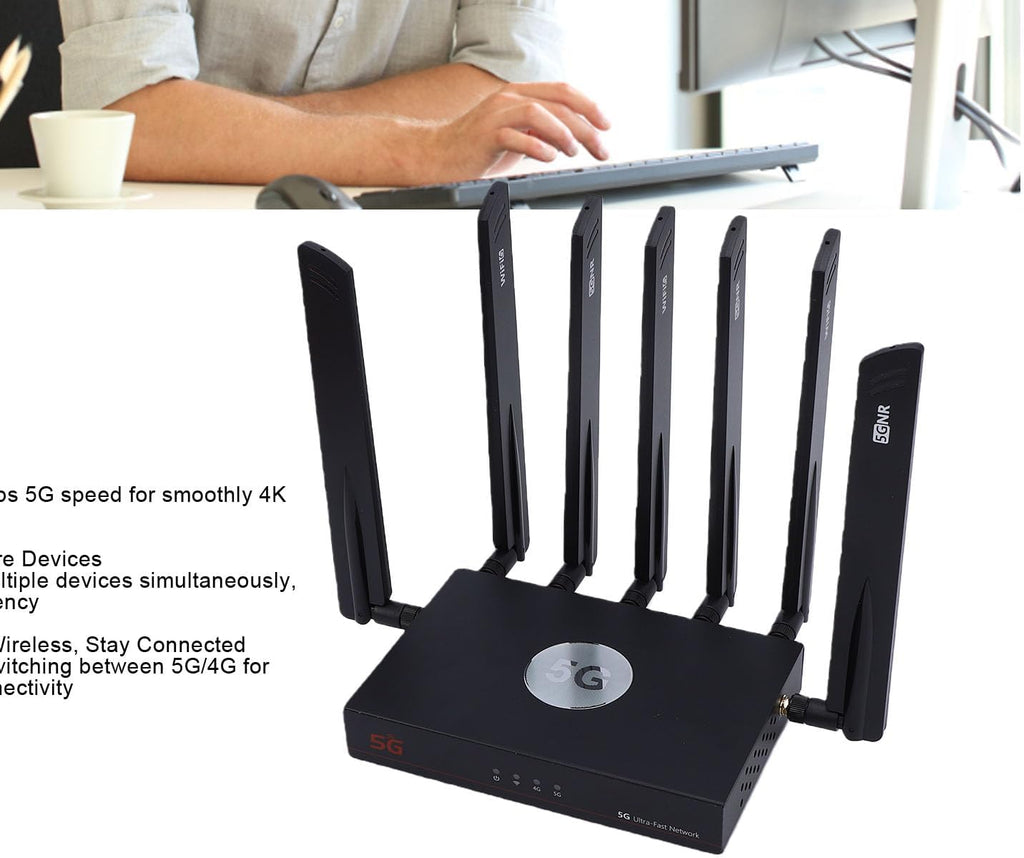 Yunseity WiFi 6 5G Router Dual SIM Cellular Gigabit Ethernet Router with Gigabit WAN LAN Ports for 4K Streaming and 100+ Devices Connectivity (US Plug)