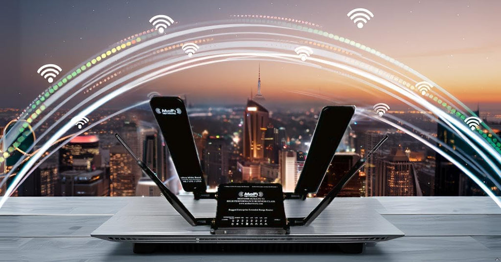 MOFI4500-4GXeLTE-SIM8-V3 4G/LTE Router with Dual Upgraded Cell Antennas | Compatible with AT&T, T-Mobile, Verizon | Supports Bands 2, 4, 5, 12, 13, 14, 17, 66, 71
