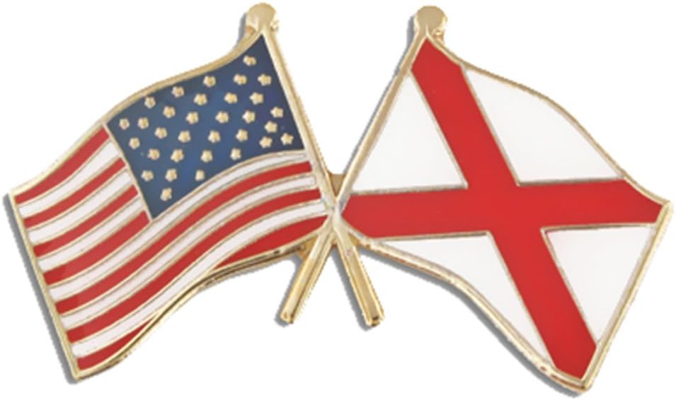 PinMart USA Crossed Friendship American Flag Pin – Gold-Colored Plated Enamel – Clutch Back – Ideal for Events, Awards, Gifts – Durable, Individually Bagged