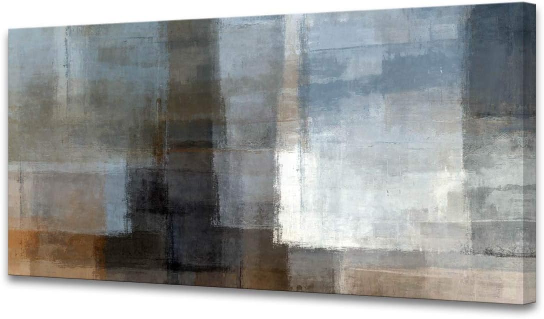 Muolunna A62275 Canvas Prints Abstract Wall Art Print Paintings Grey and Brown Home Decor Stretched and Framed Ready to Hang for Living Room Bedroom and Office Home Kitchen Artwork 30x60inch
