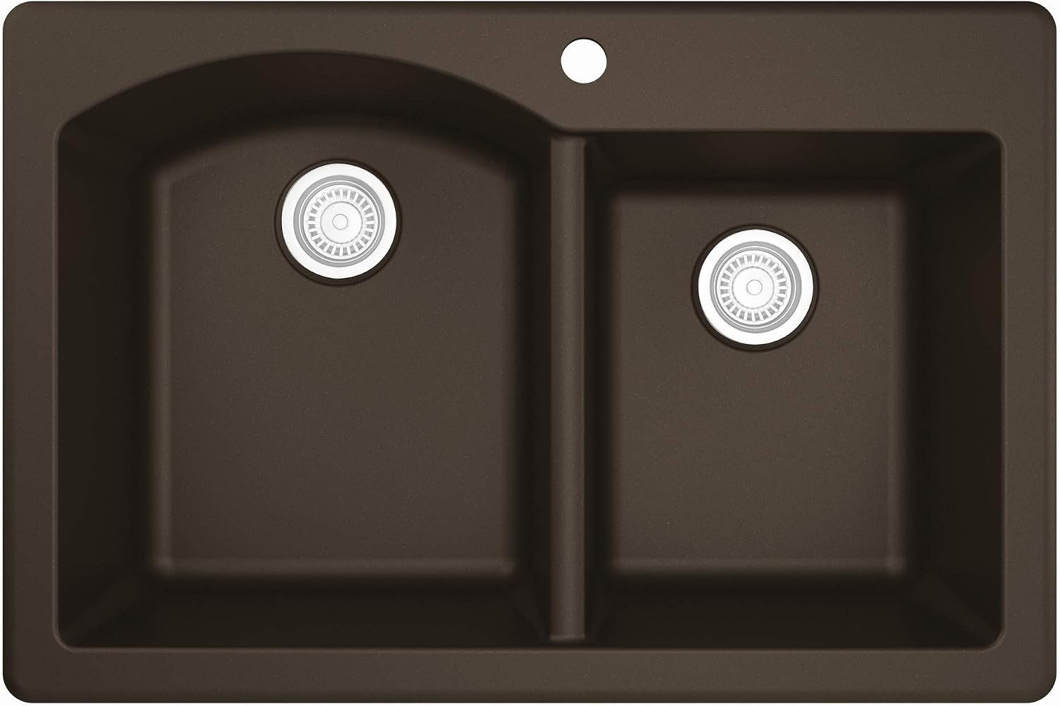 Karran 33' Drop-In/Top Mount Quartz Composite 1-Hole 60/40 Double Bowl Kitchen Sink in Brown