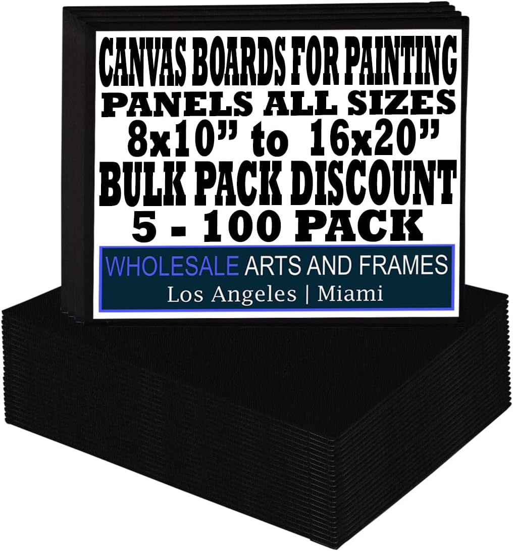 16x20 Black Canvas Boards for Painting Bulk 50 Pack.Paint Canvases for Painting Art.Artist Blank Canvases for Painting 16x20 Canvas Panels.Quality Acid Free Primed Canvas Boards for Acrylic,Oil etc