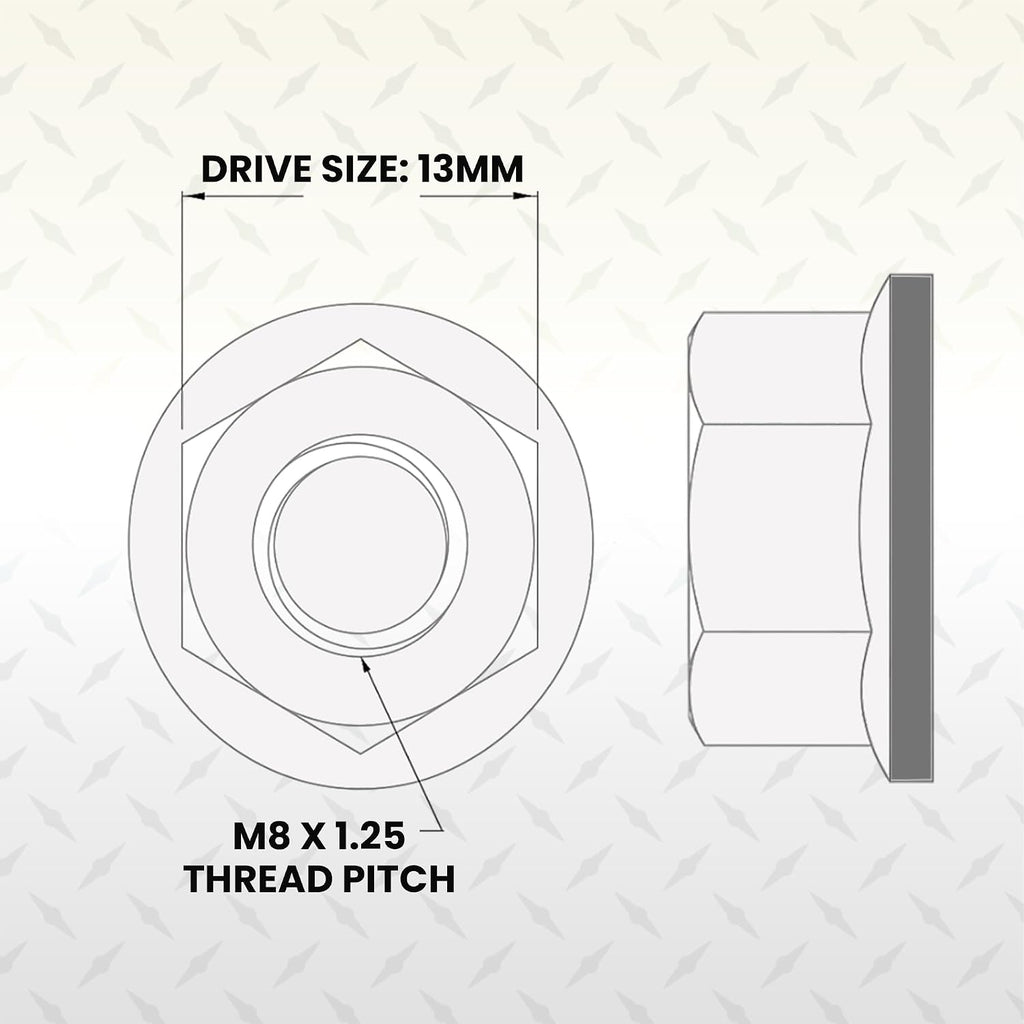 M8 x 1.25 Thread Flange Nuts – 1000 Pack Black Zinc Steel with 13mm Drive – Corrosion Resistant Hardware Nuts for Automotive, Construction & DIY