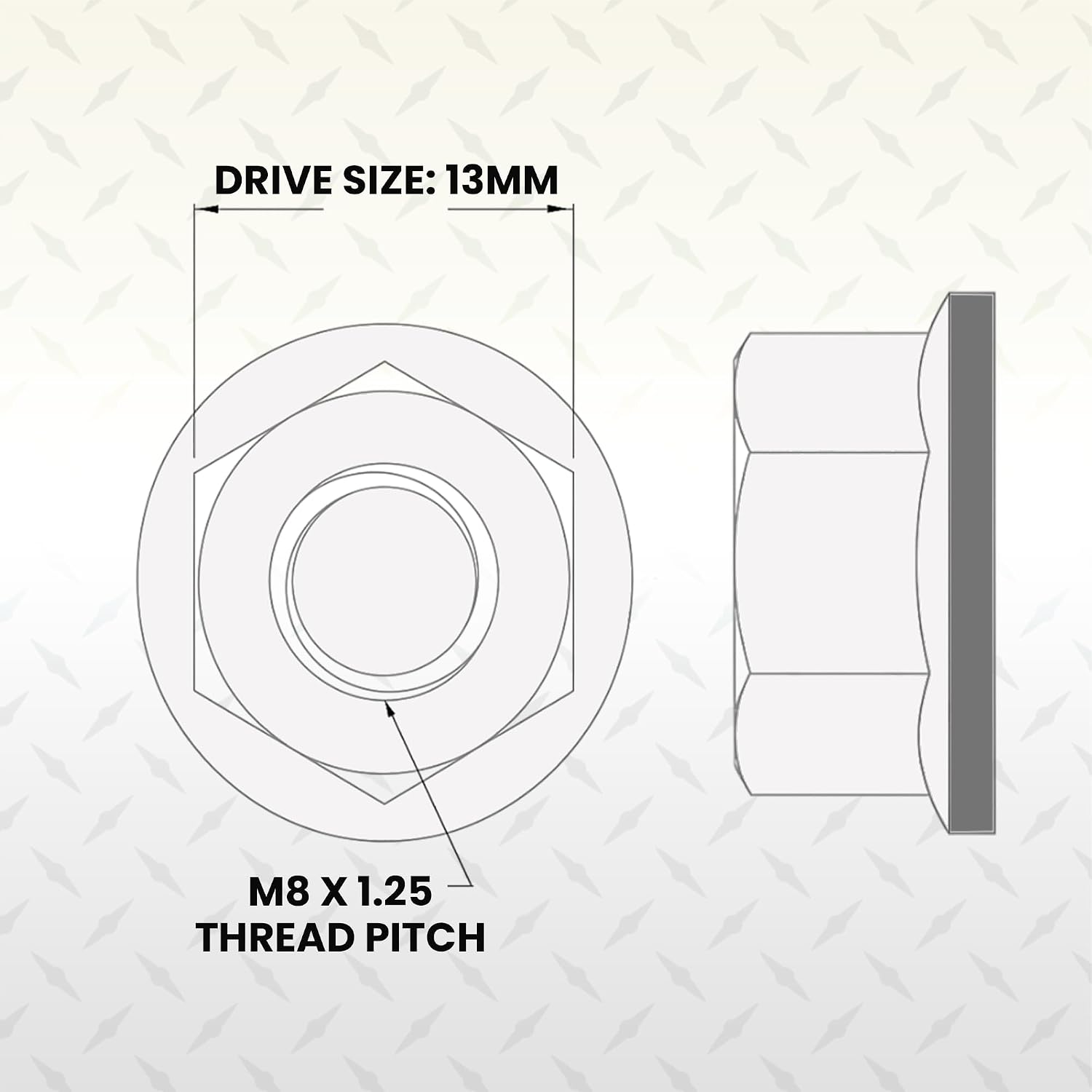 M8 x 1.25 Thread Flange Nuts – 1000 Pack Black Zinc Steel with 13mm Drive – Corrosion Resistant Hardware Nuts for Automotive, Construction & DIY