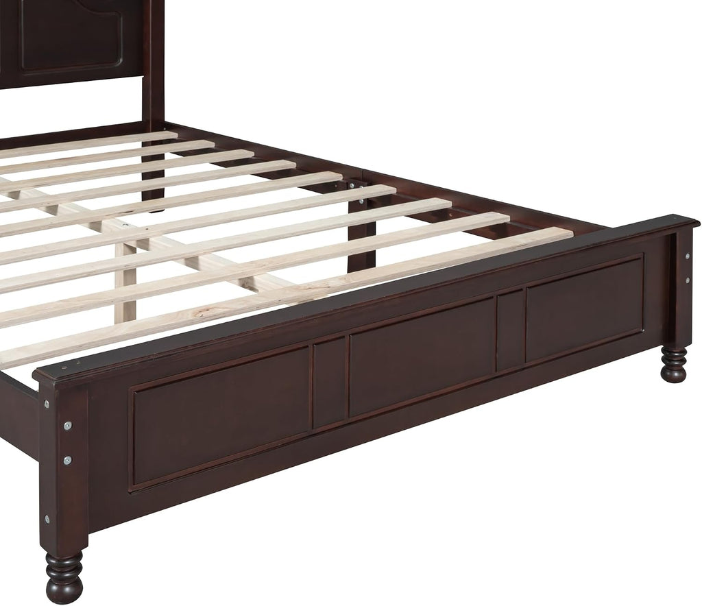 LUMISOL 3 Pieces Bedroom Sets - Queen Size Wood Platform Bed and 2 Nightstands, 3 Piece Queen Bedroom Furniture Set, No Box Spring Needed, Dark Walnut