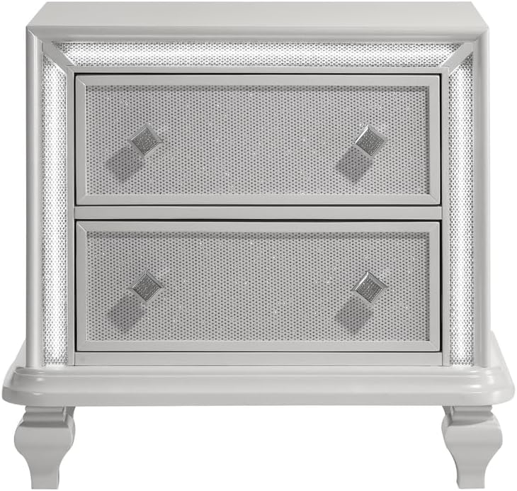 New Classic Furniture Stardust Wood 2-Drawer Nightstand, White