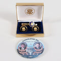 President Bill Clinton Political Lot Incl. VIP Copbalt Cufflinks w/Tie Clip & Inauguration Button Pin