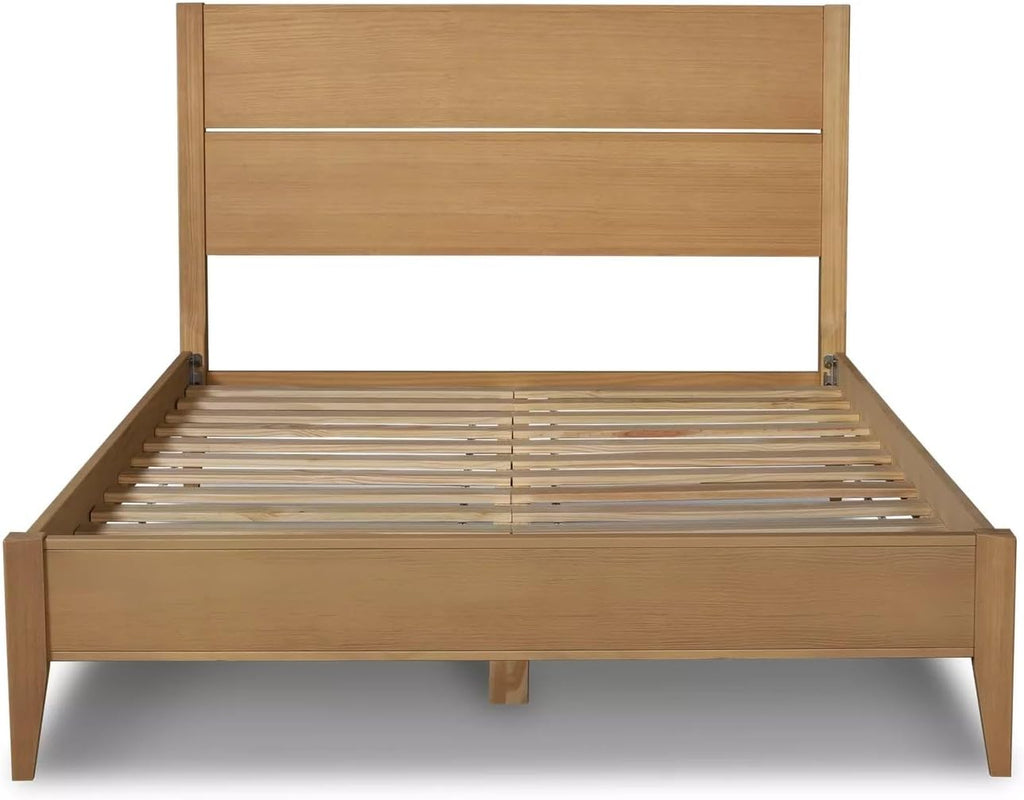 Grain Wood Furniture Mid Century Solid Wood Platform Bed, King Size, Brushed Natural
