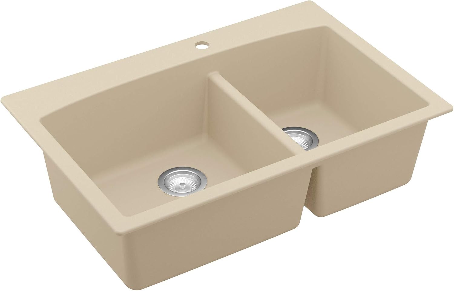 Karran QT-711 Drop-In Quartz Composite 33 in. 1-Hole 60/40 Double Bowl Kitchen Sink in Bisque