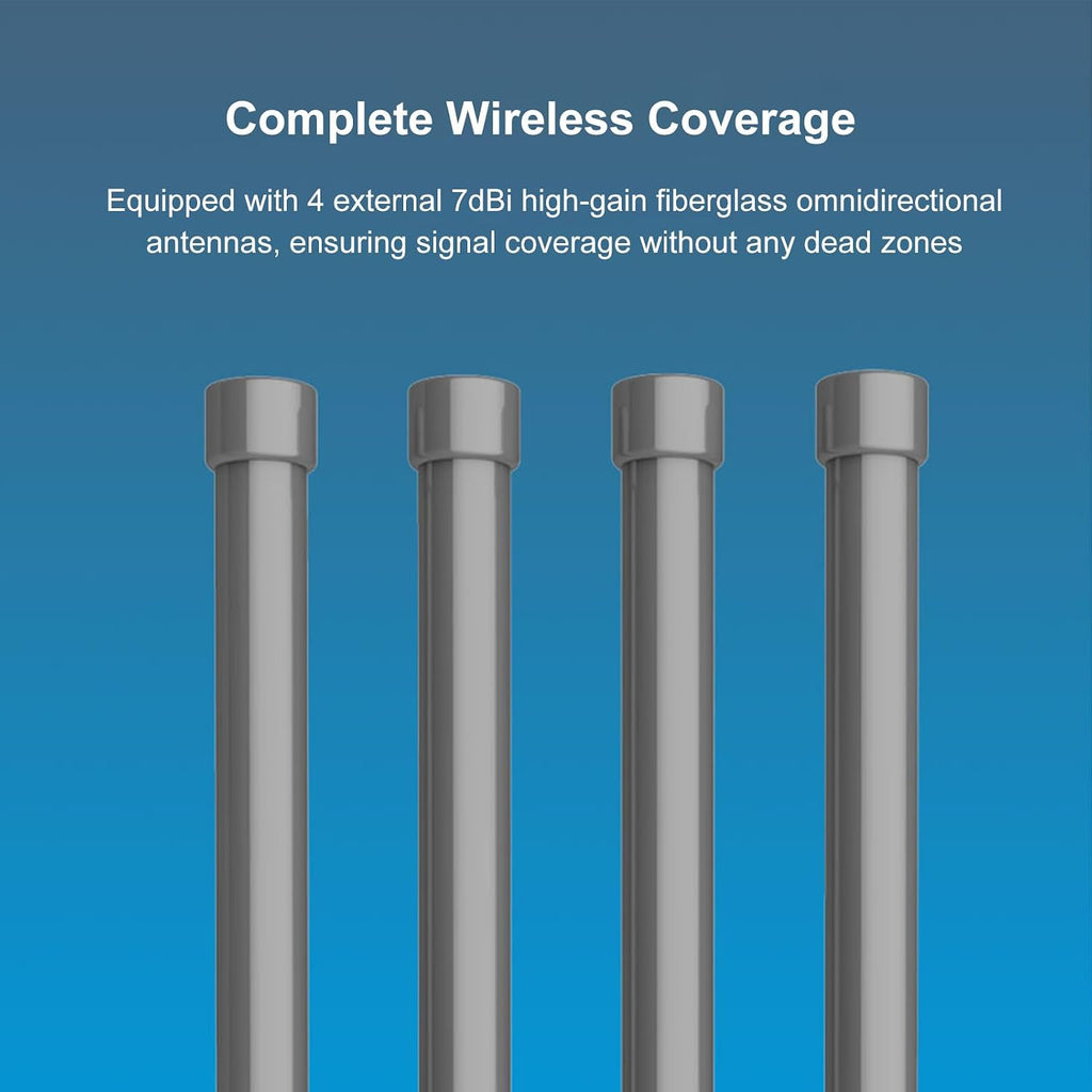 Tangxi Outdoor WiFi 6 Wireless Router 3000Mbps, High Power WiFi Extender Signal with 4 Antennas, 2.4G/5.8G Dual Band, Support AP Repeater WISP MESH, for Farm, Pool (6)