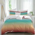 Bohemian Gradient Red Duvet Cover Set Queen Size 4 Pieces Modern Minimalist Green Yellow Ocean Beach Bedding Set with Zipper Closure, 1 Comforter Cover 92x106 Inches 1 Flat Sheet & 2 Pillow Cases