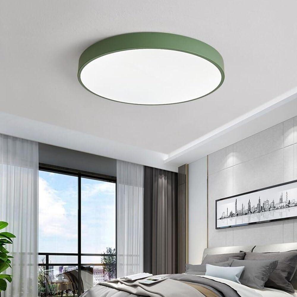 Simple Macaron LED Ceiling Lamp Ultra-Thin Recessed Thin Flat Ceiling Light Modern Flush Mount Lighting Ceiling Light Fixture for Living Room Bedroom Dining Room Kitchen Study Room(Green,60cm)
