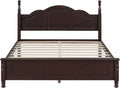 Bedroom Set of Furniture, Wooden Platform Bed and Two Bedside Tables, for Family Use(Dark Walnut(Queen))
