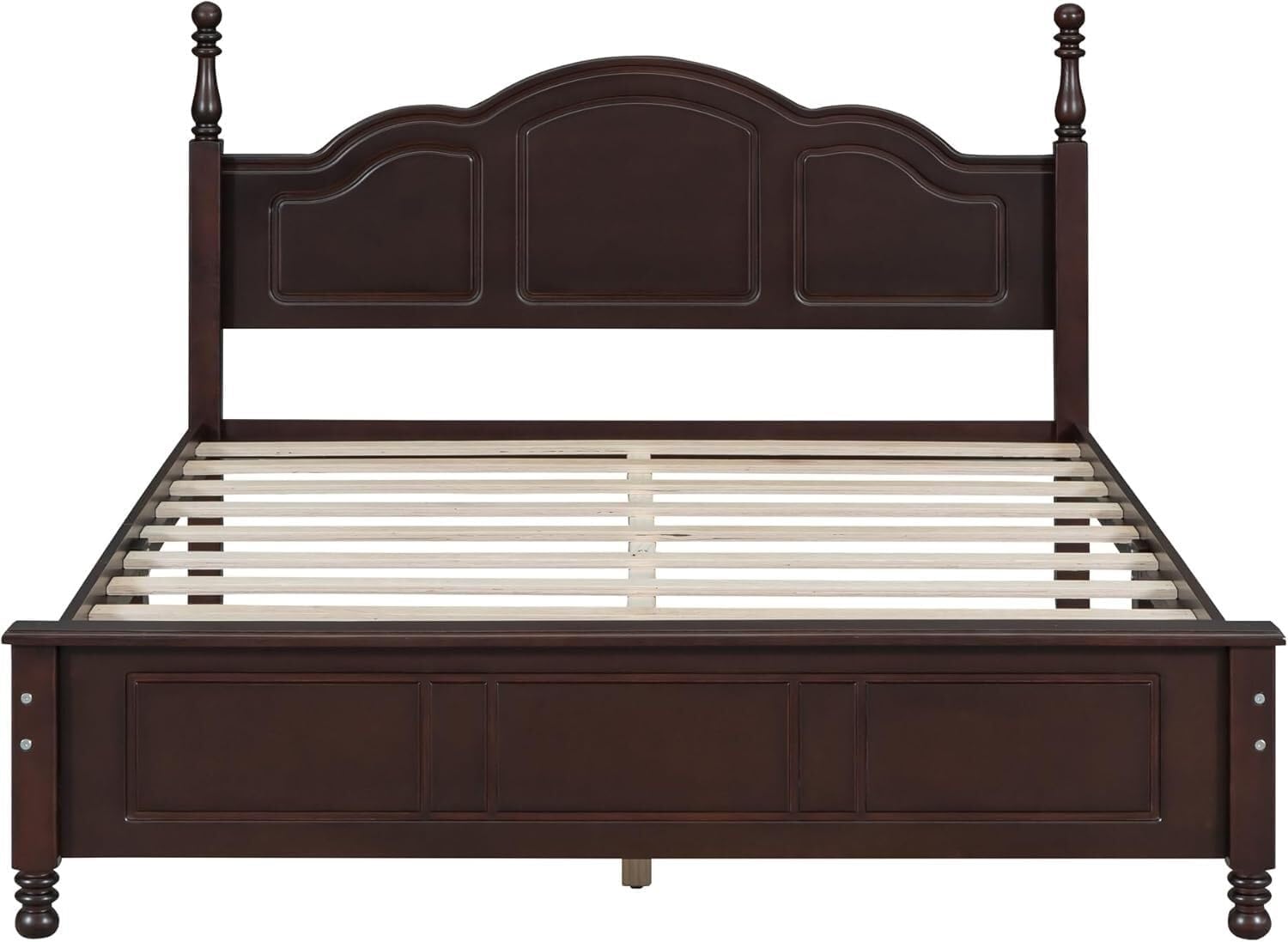Bedroom Set of Furniture, Wooden Platform Bed and Two Bedside Tables, for Family Use(Dark Walnut(Queen))