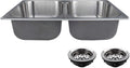 RecPro RV Double Bowl Kitchen Sink | 27' x 16 x 7' | Stainless Steel (With Strainers)