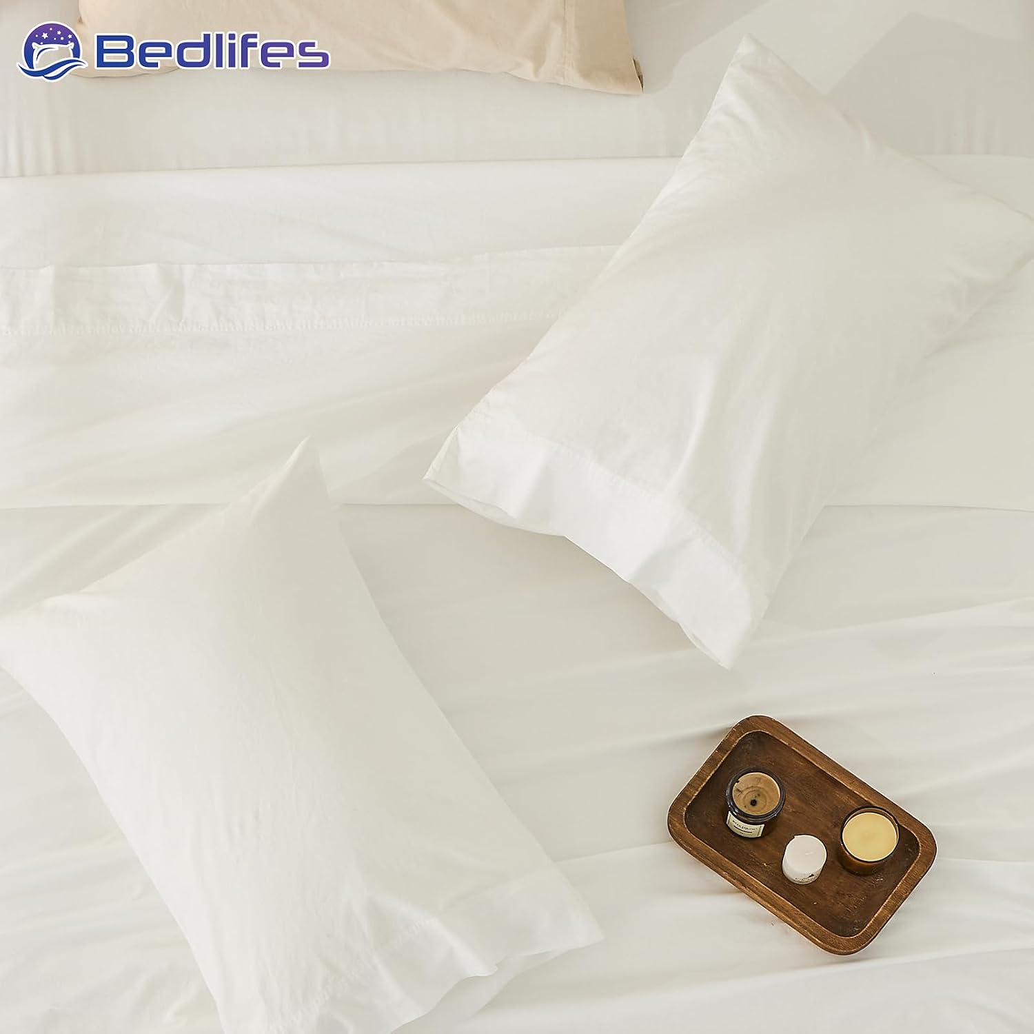 Bedlifes 100% French Pure Linen Sheets California King Size Breathable and Cooling Flax Sheet Set Soft Durable and Moisture Wicking 16 Inch Deep Pocket-4 Piece(Cal King,White)