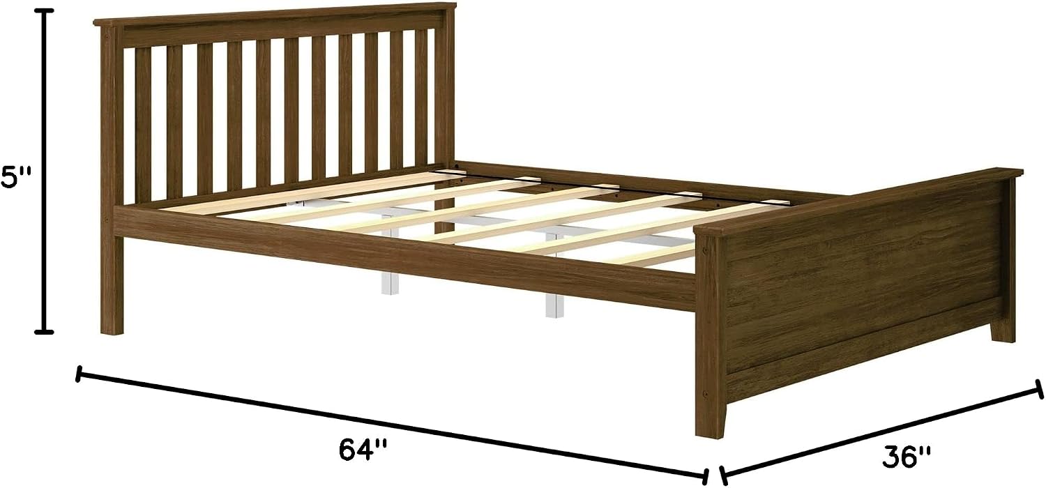 Plank+Beam Solid Wood Queen Bed Frame, Platform Bed with Headboard, Walnut
