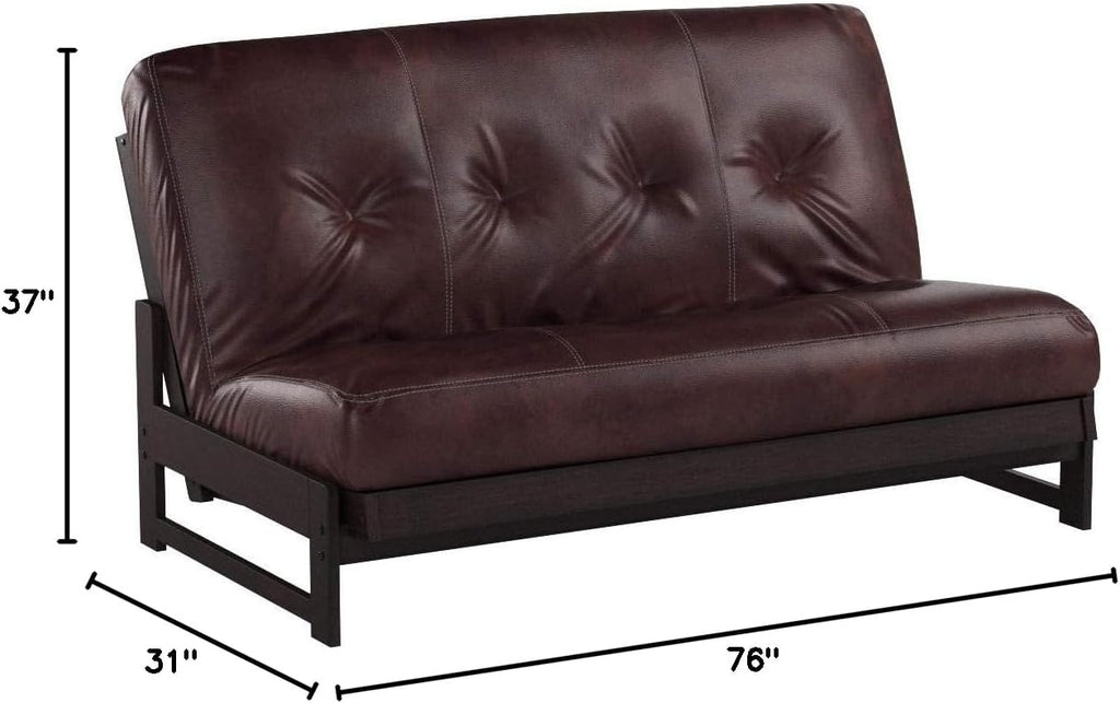 Kodiak Furniture Aspen Futon Set with Reclaim Mocha Finish, Oregon Trail Saddle Mattress, Full