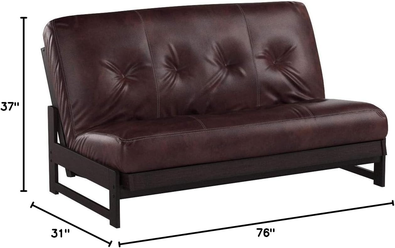 Kodiak Furniture Aspen Futon Set with Reclaim Mocha Finish, Oregon Trail Saddle Mattress, Full