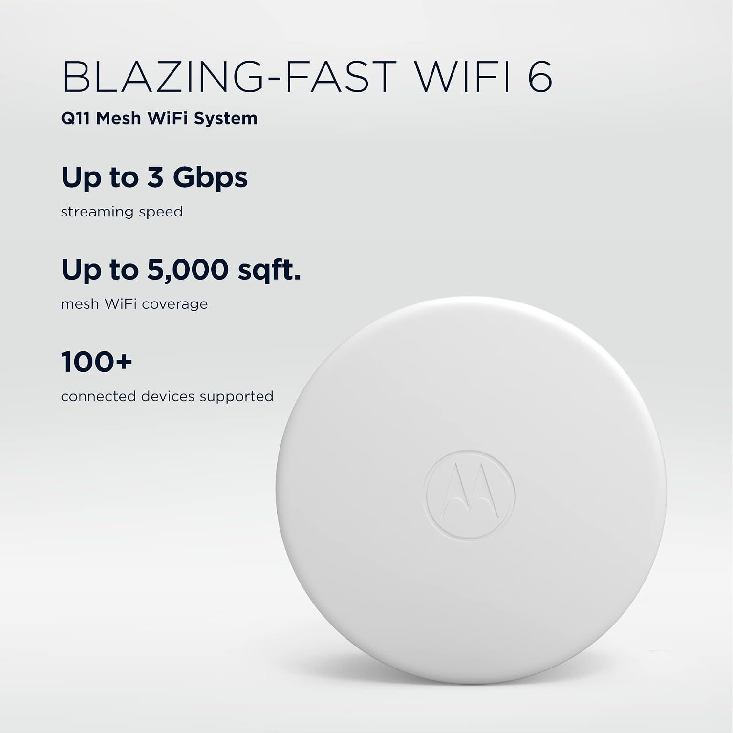Motorola Q11 Mesh WiFi 6 Router 3 Pack | Fast, Reliable WiFi, Quick Easy Setup, Auto Security, Parental Controls, Advanced Motosync App | Replaces Router and Extender | AX3000