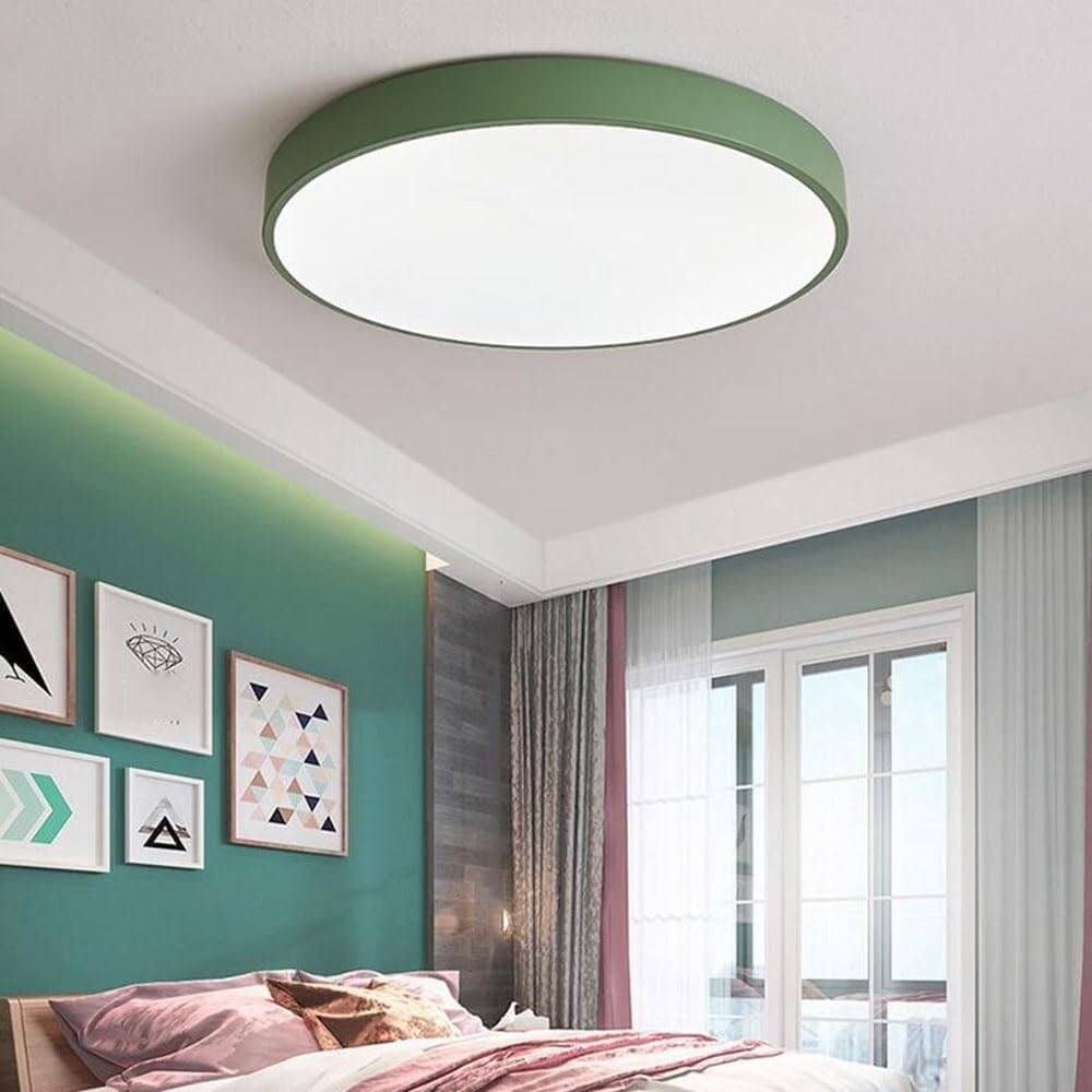 Simple Macaron LED Ceiling Lamp Ultra-Thin Recessed Thin Flat Ceiling Light Modern Flush Mount Lighting Ceiling Light Fixture for Living Room Bedroom Dining Room Kitchen Study Room(Green,60cm)